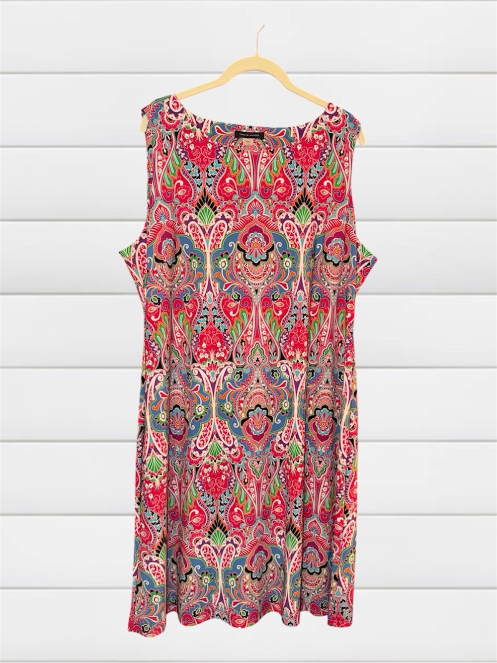 Tommy Hilfiger Colorful Sleeveless Stretch Shift Dress Size 16 EUC